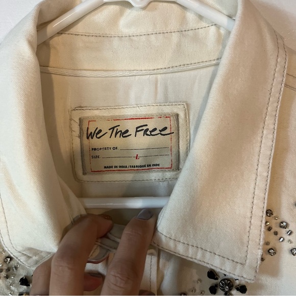 We the Free womens Star Studded Shirt cream embellished western button up L - Picture 10 of 15